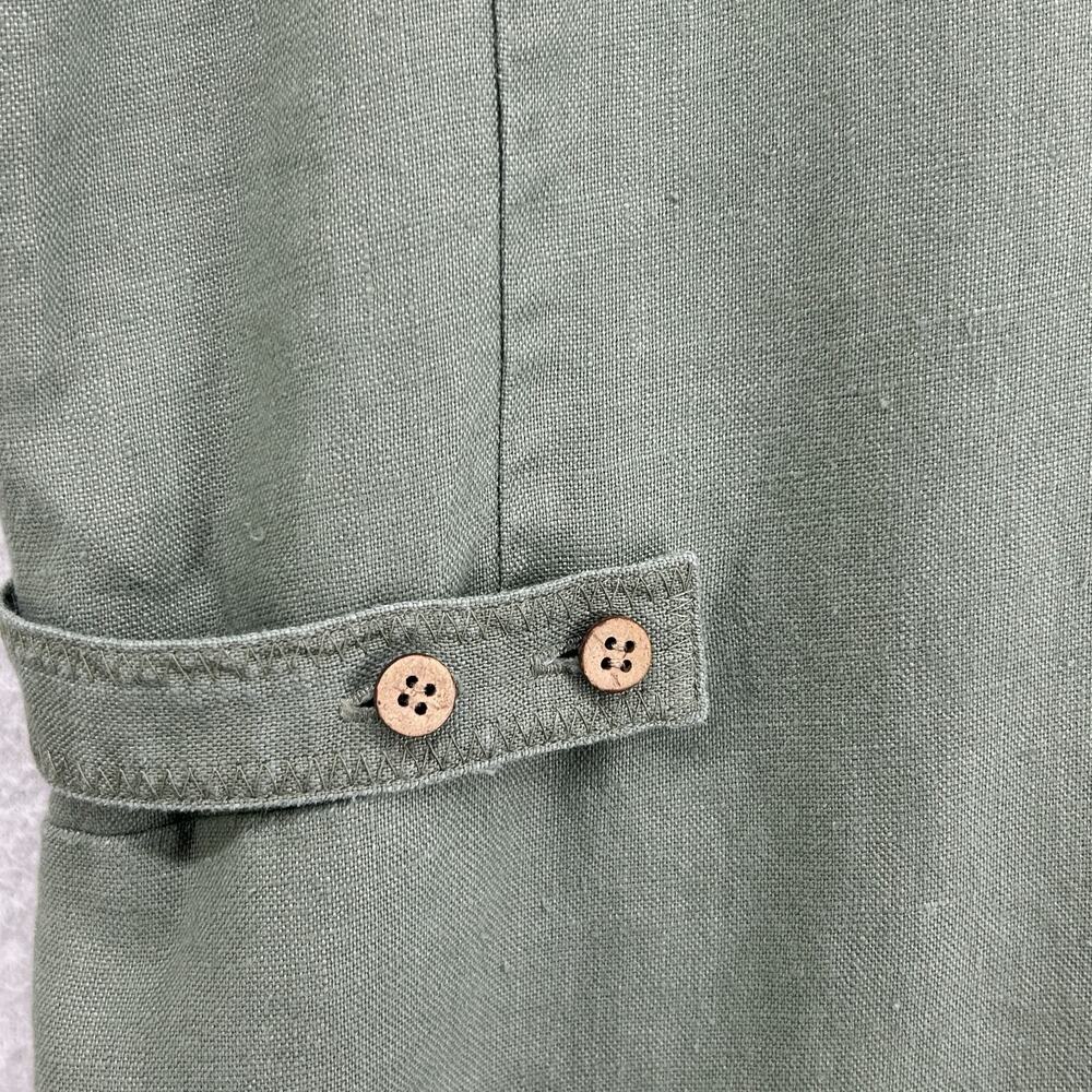J.JILL Dress L 100% Linen Sleeveless Shirtdress Button Front Green Vintage - Picture 8 of 11